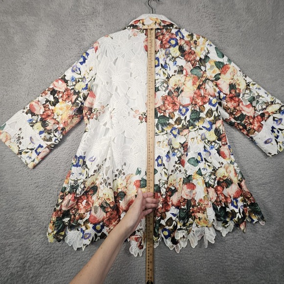 Damee Inc Swing Jacket Womens XL Floral Lace Artsy Lagenlook Fairy Cottagecore - Picture 11 of 15